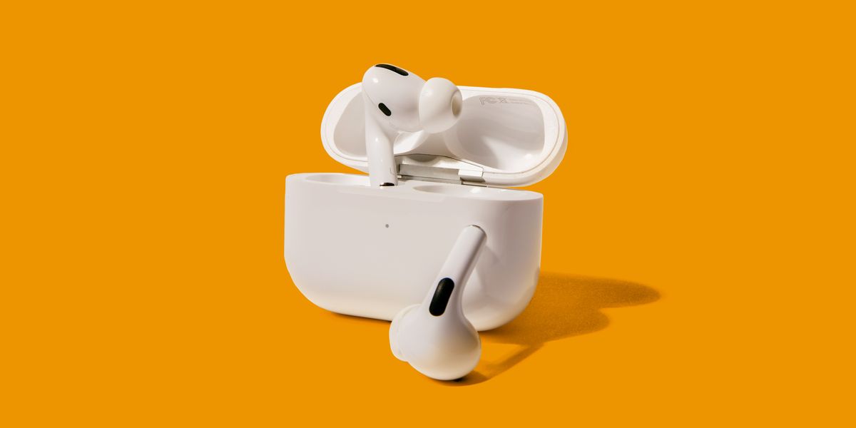 airpods on colored background