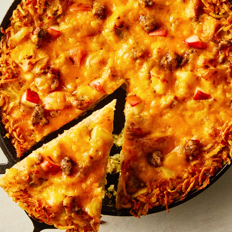 apple, sausage, cheddar hash brown breakfast bake