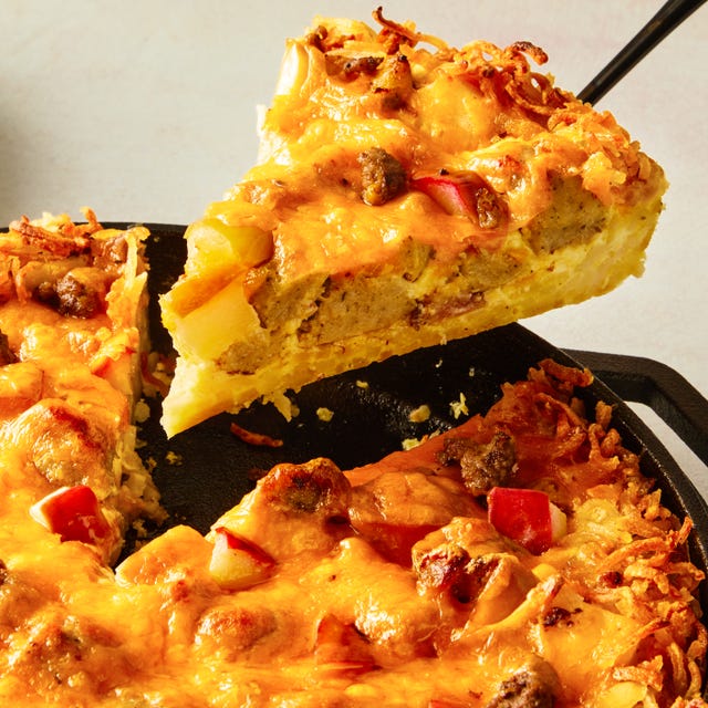 apple, sausage, cheddar hash brown breakfast bake