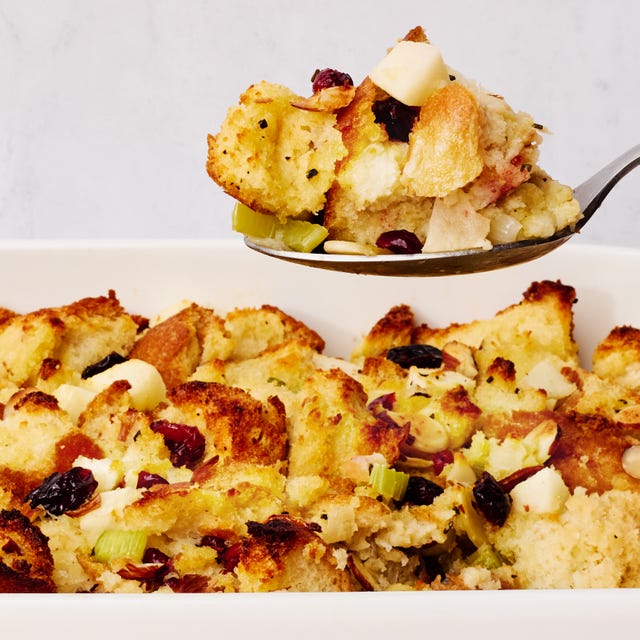 apple stuffing in a casserole