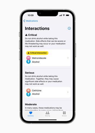 apple iphone showing medications tracking app