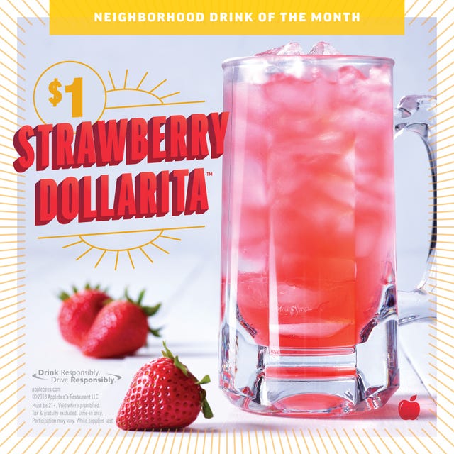 Strawberry margarita 'Dollaritas' at Applebee's