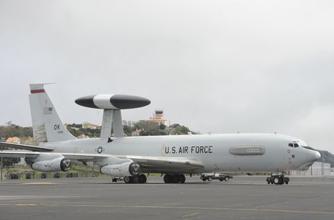 april 11, 2011   a us air force e 3 sentry aircraft lands at lajes field, azores, portugal, after returning from an operation unified protector support mission