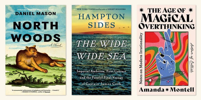 books, california bestsellers, april 18 2024, north woods, daniel mason, the wide wide sea, hampton sides, the age of magical overthinking, amanda montell