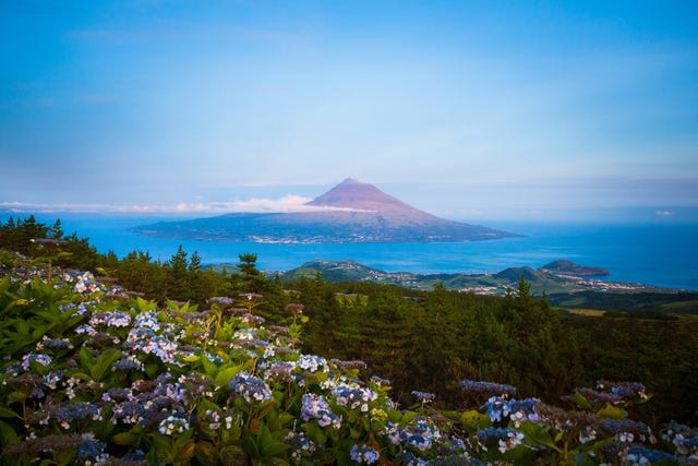 mount pico seen from horta, azores