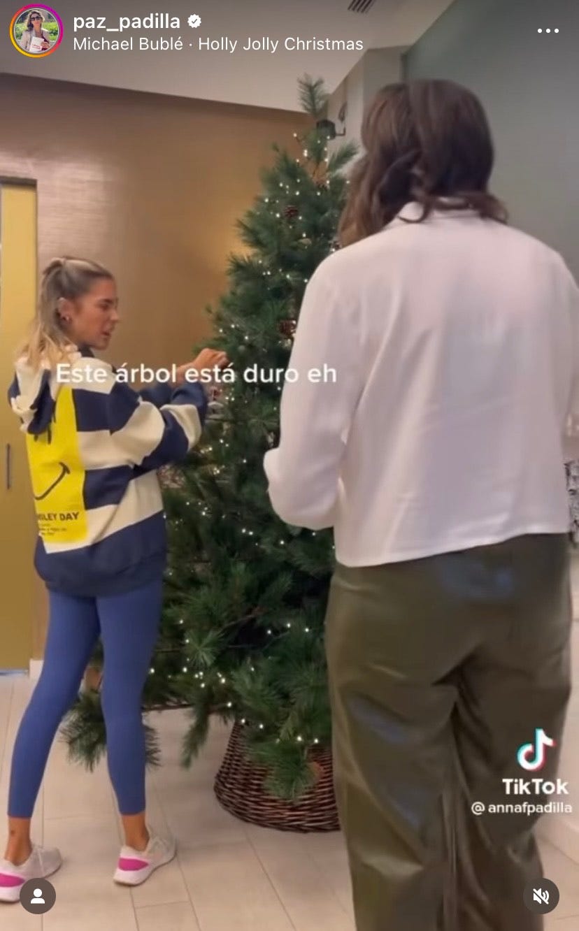 paz y ana montando el arbol de navidad