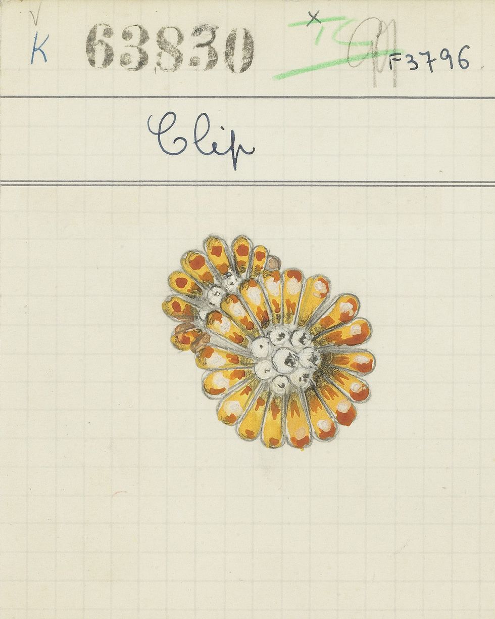 1950年創作archives sunflower胸針產品記錄卡。