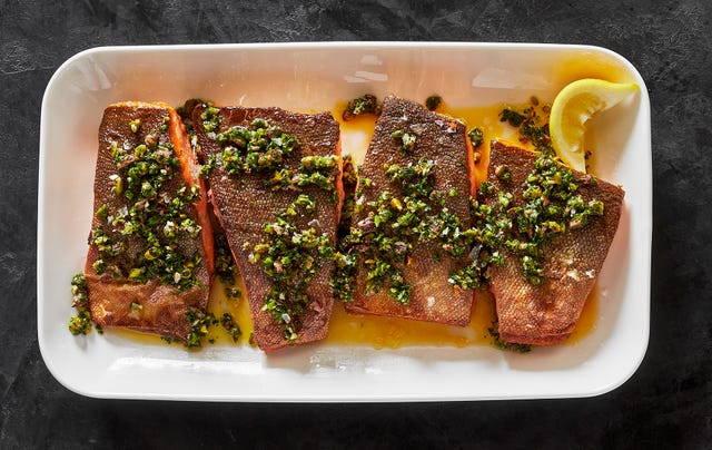 arctic char with pistachio gremolata