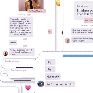 screenshots of conversations on a dating app
