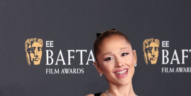 Ariana Grande wears plunging gown with OTT skirt to 2025 BAFTAs