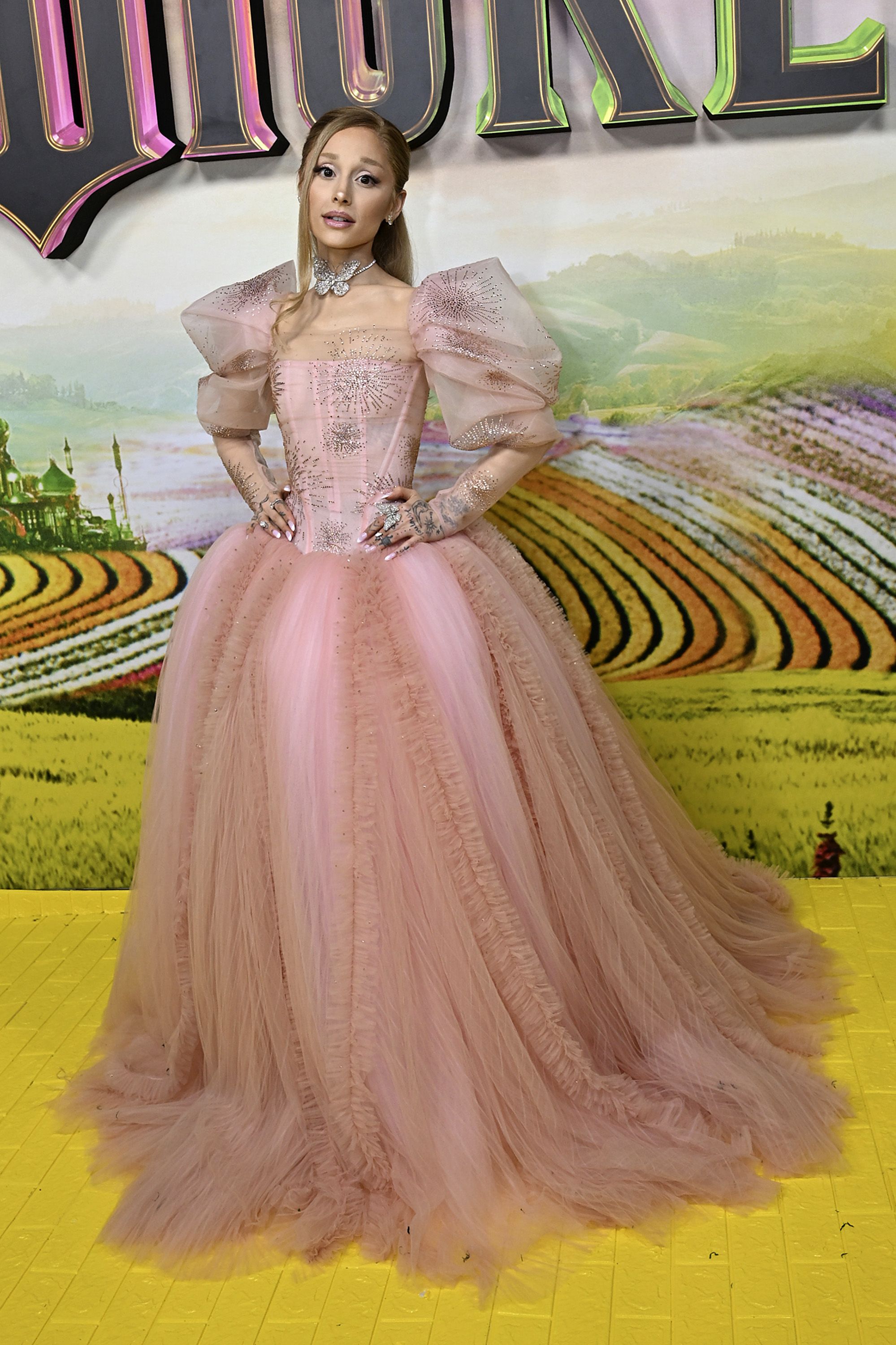 Ariana Grande Wears Blush Pink Vivienne Westwood Ball Gown to Wicked Premiere