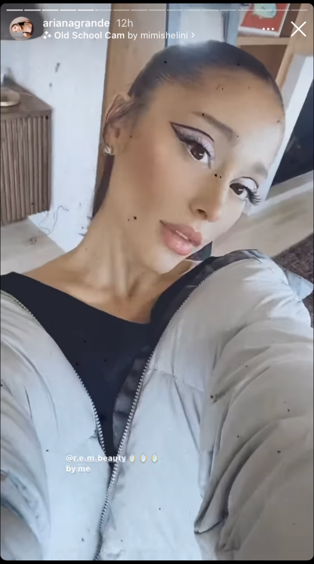 Ariana Grande swaps signature winged eyeliner for a graphic look