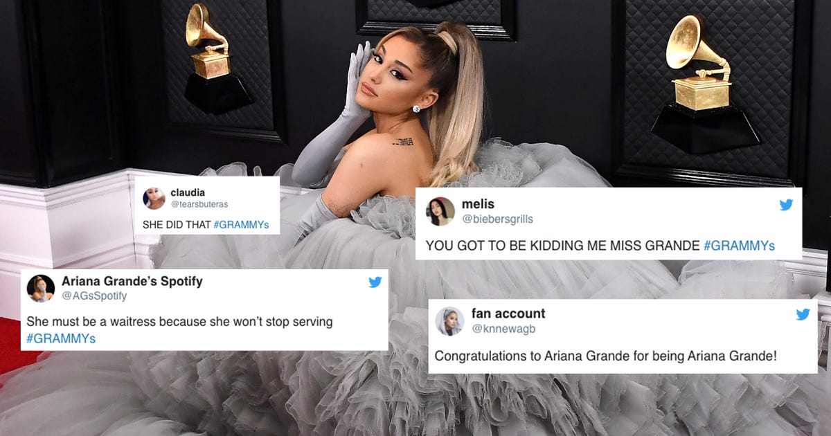 Ariana Grande Porn Gloves - Best Twitter reactions: Ariana Grande Grammys dress 2020