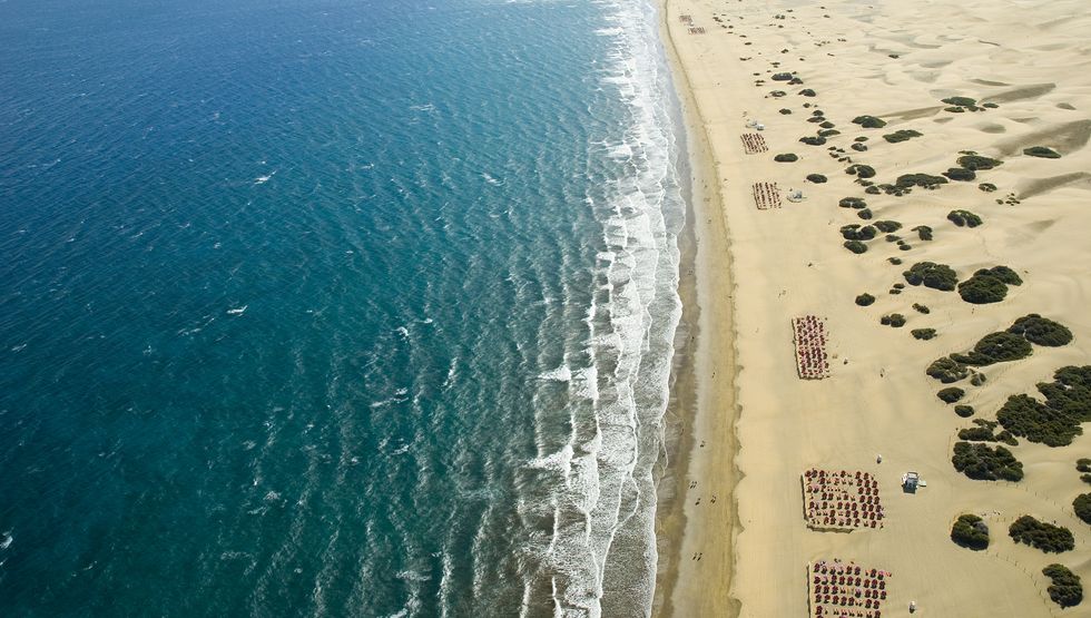 ﻿playa de maspalomas, en gran canaria vista aérea
