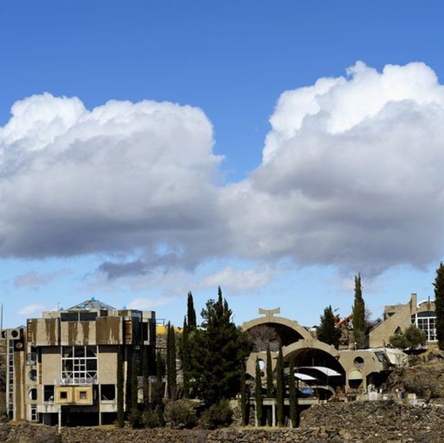 usa, arizona, view of arcosanti experimental town