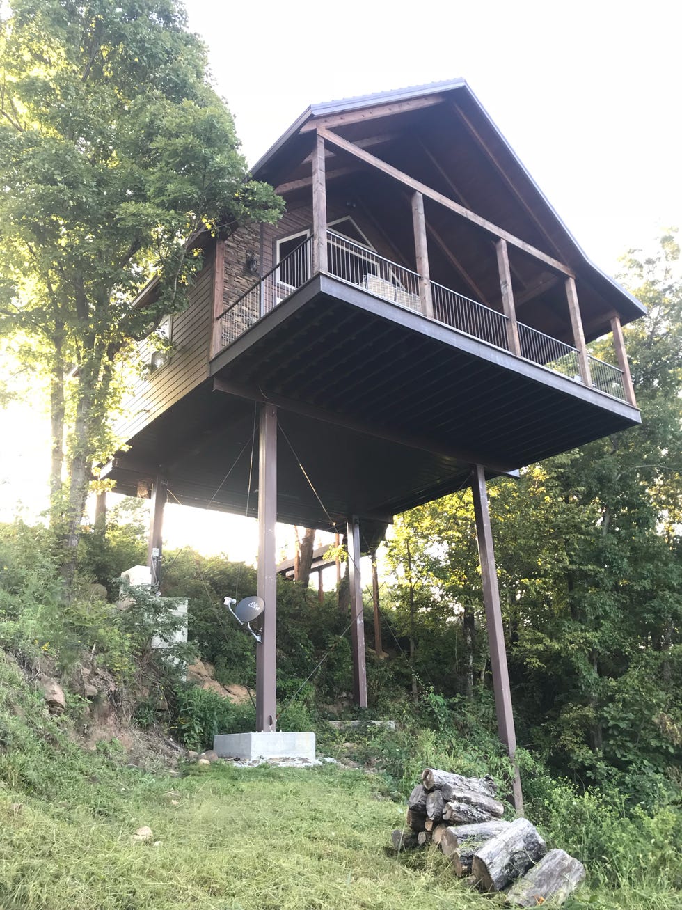 the canyon view treehouse in arkansas, a good housekeeping pick for unique airbnb