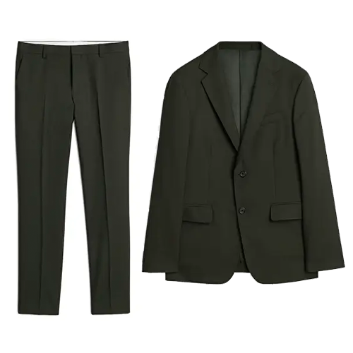 Suit, Clothing, Outerwear, Blazer, Formal wear, Jacket, Button, Trousers, Tuxedo, Suit trousers, 