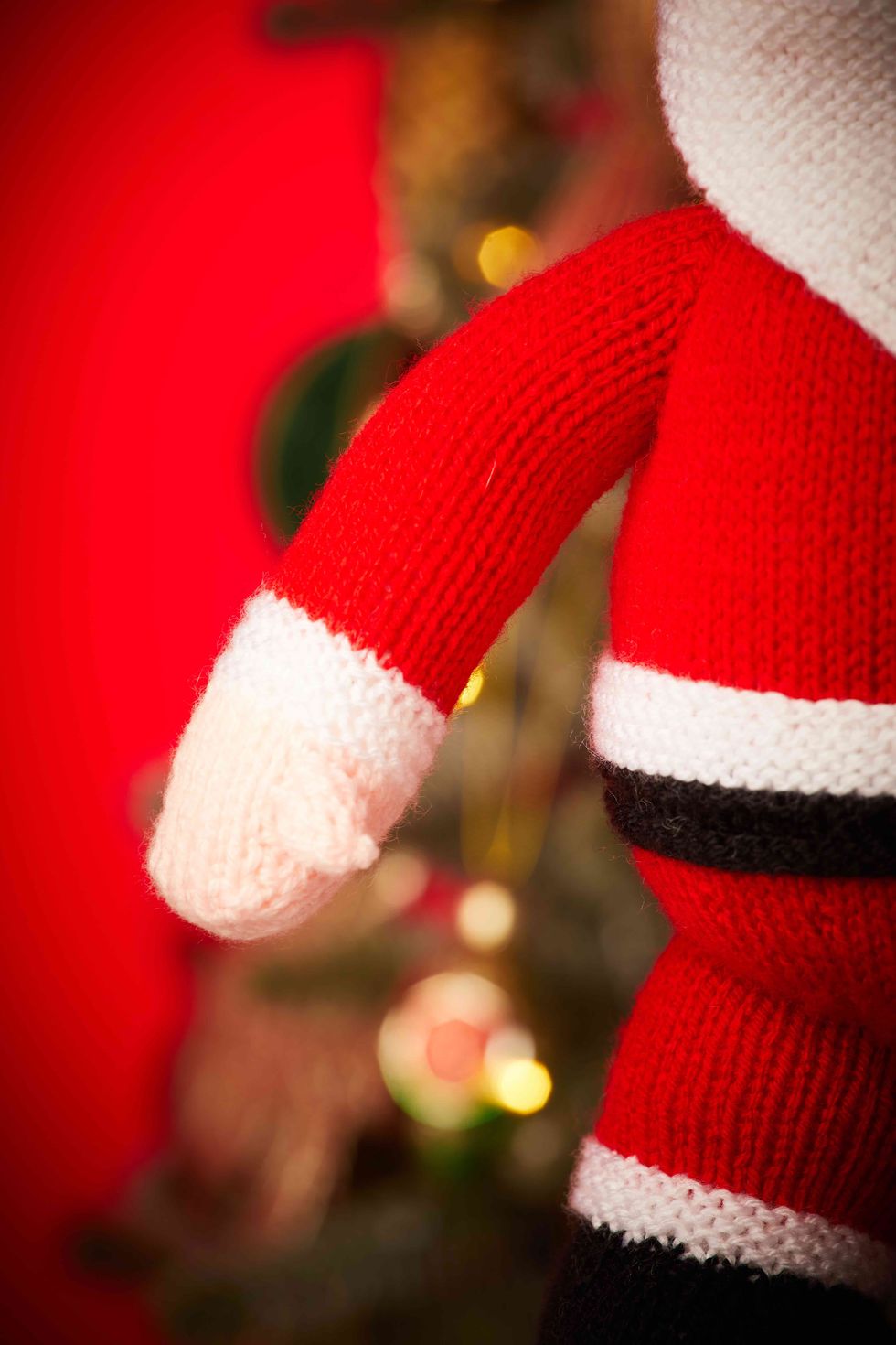 arm and hand of knitted santa