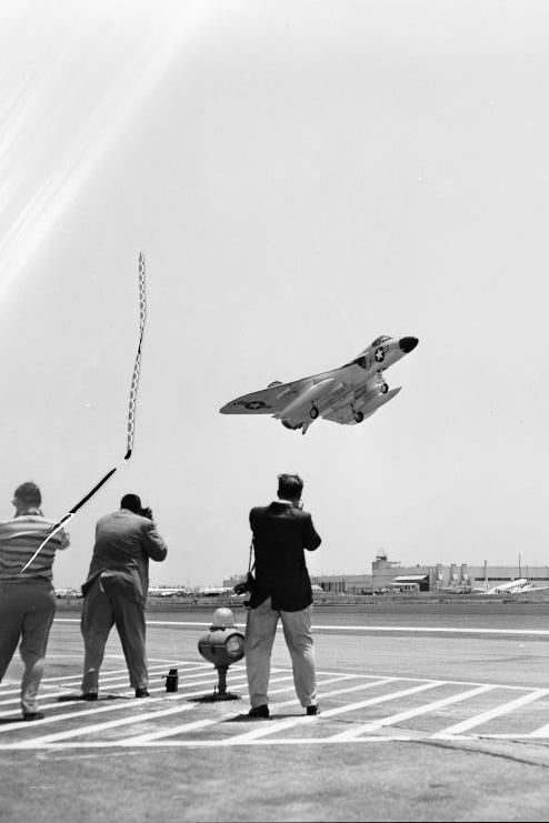 arrival of 707 120 jetliner at international airport, 1958