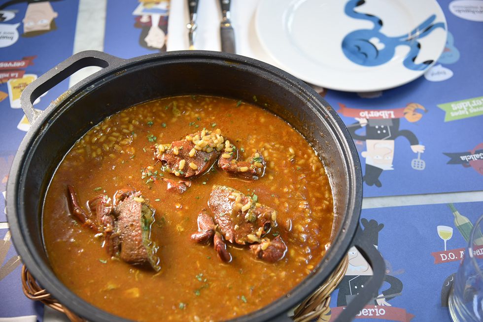 arroz caldoso con nécora, plato del restaurante casa de tapas calota, de barcelona