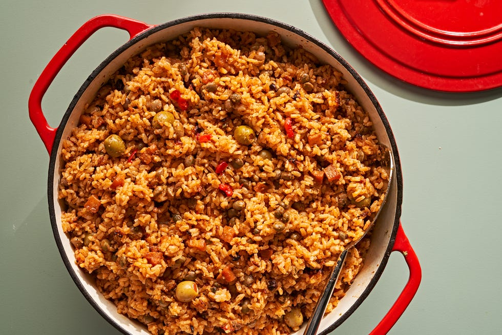 arroz con gandules or sofrito rice with pigeon peas