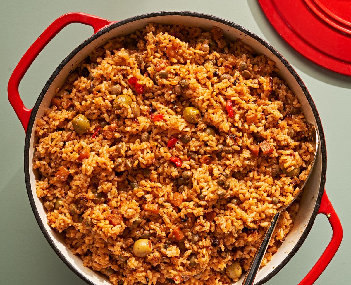arroz con gandules or sofrito rice with pigeon peas