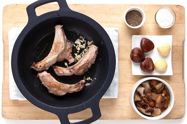 Arroz con setas, costillas  y castañas 1