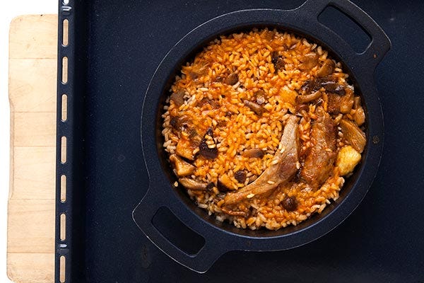 Arroz con setas, costillas  y castañas 3