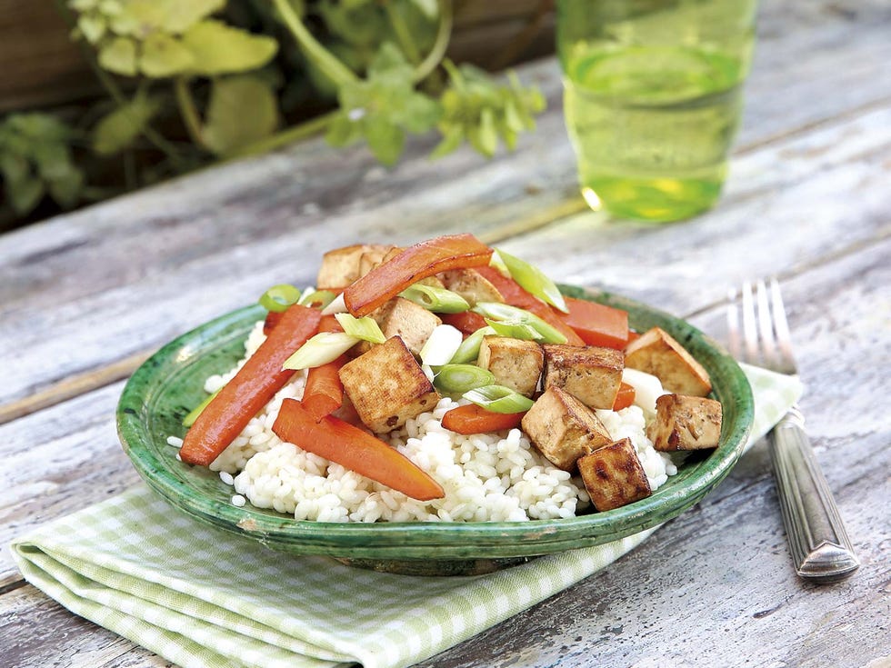 arroz  con verduras y tofu