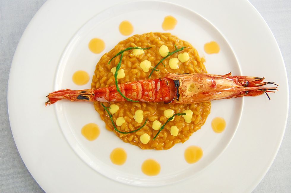 arroz con gamba, plato del restaurante príncipe de asturias del gran hotel miramar de málaga