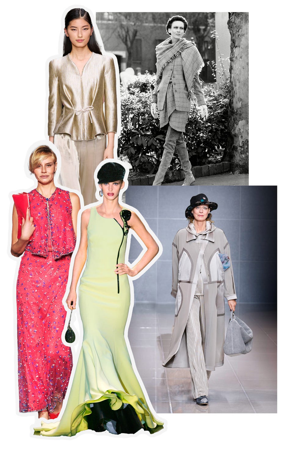 collage of women wearing armani clothing