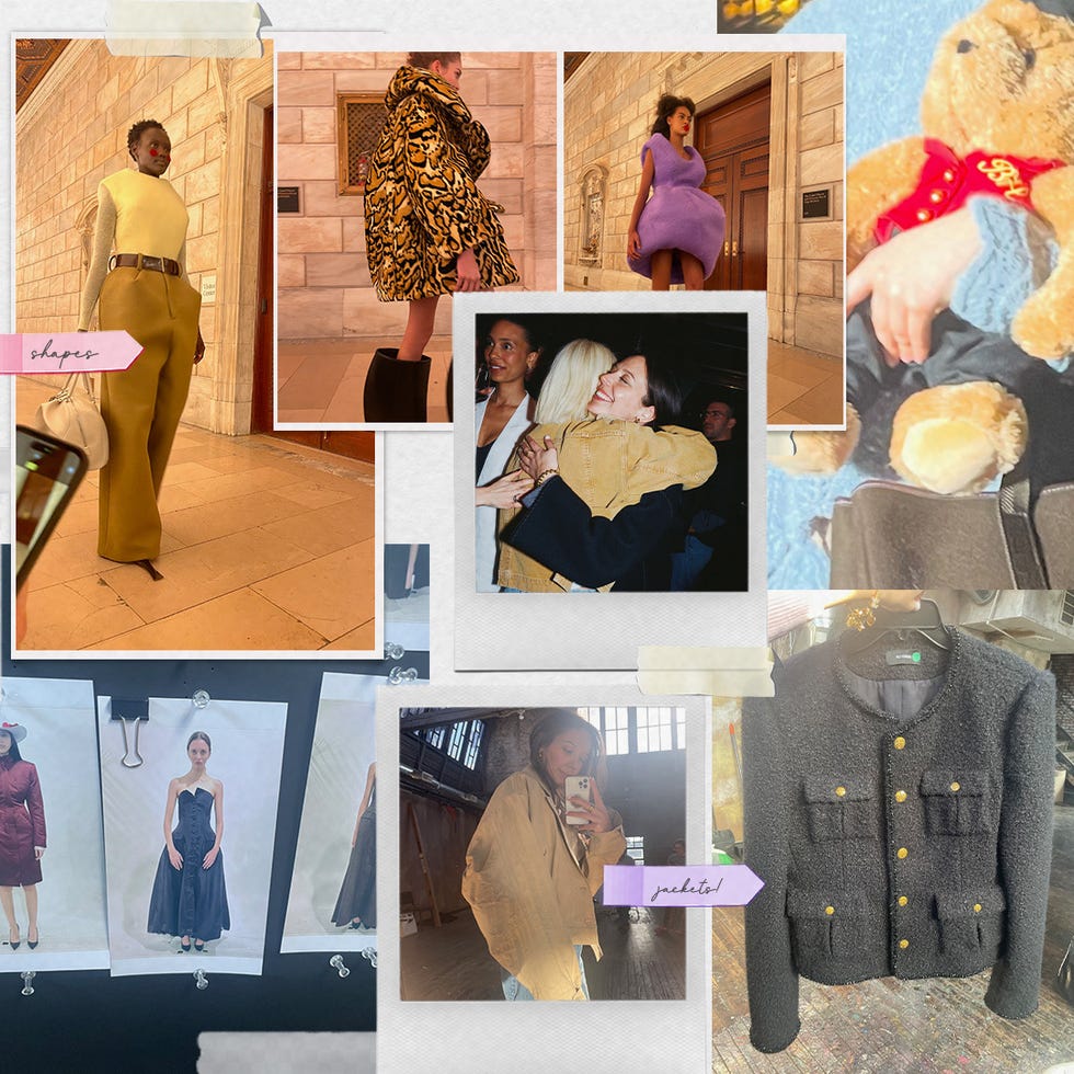 fashion visuals showcasing various clothing styles and textures including catwalk models and clothing items