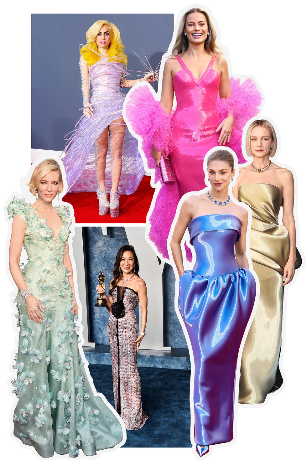 collage of women wearing armani clothing