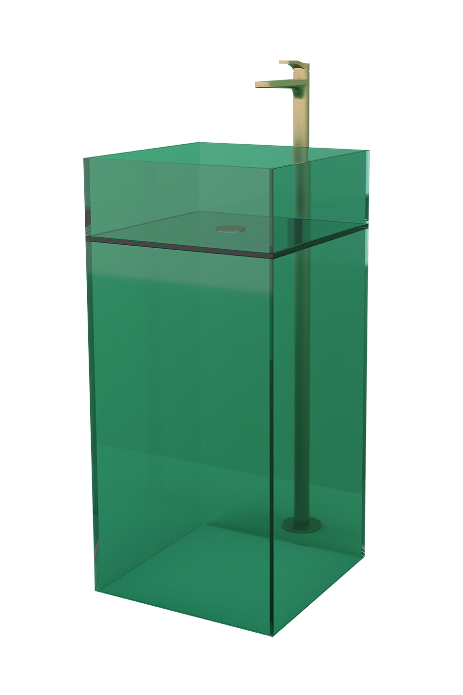 green coloured glass washbasin freestanding