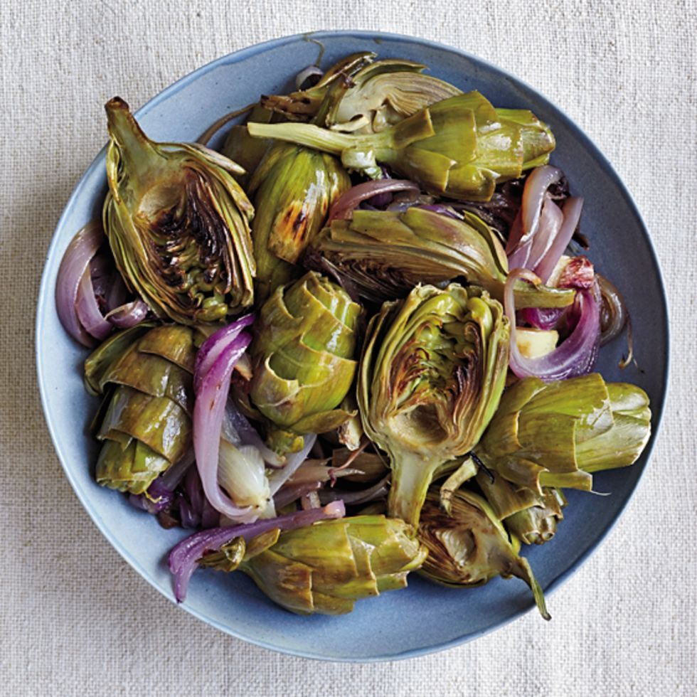 healthy thanksgiving sides roasted artichoke toss