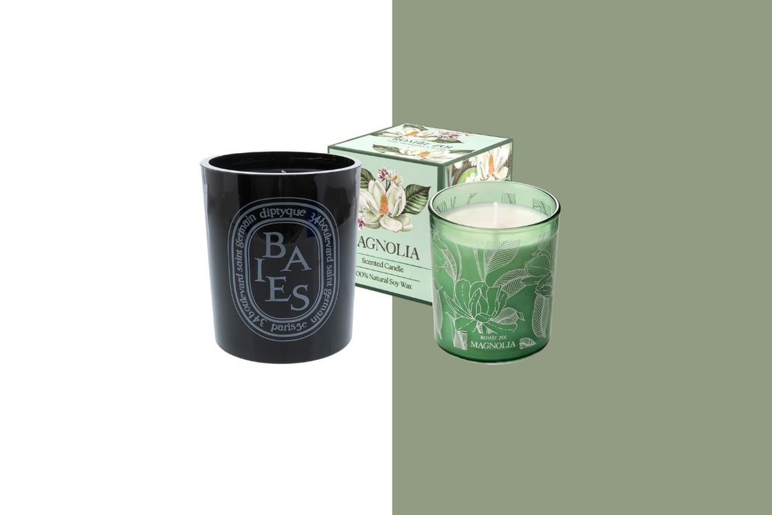 scented candles displayed on a solid background