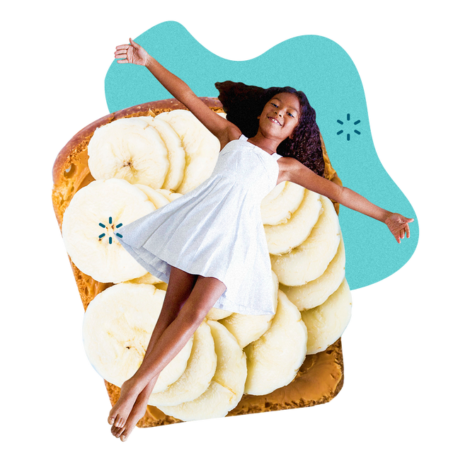 girl laying on toast