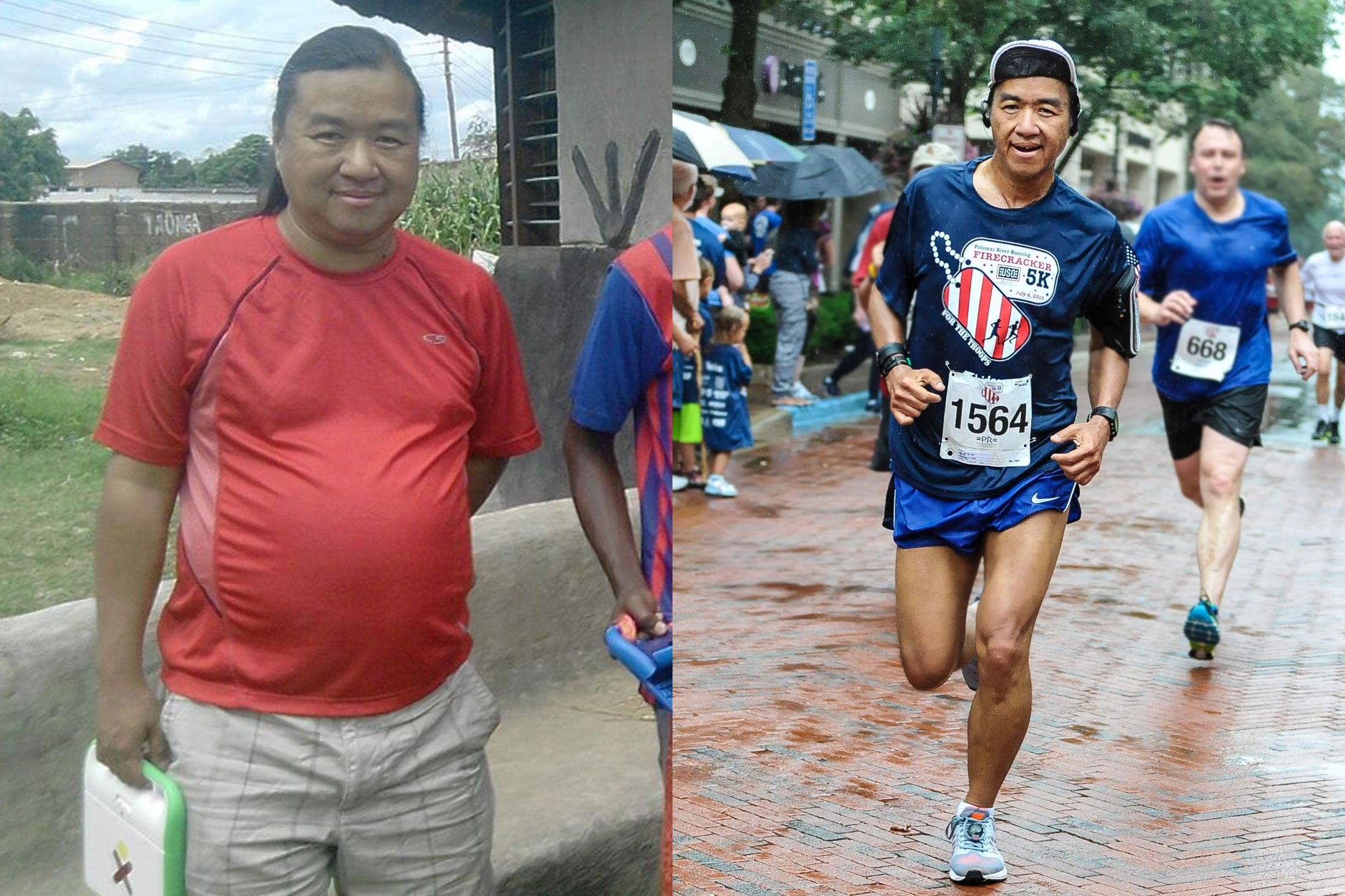 before and after running