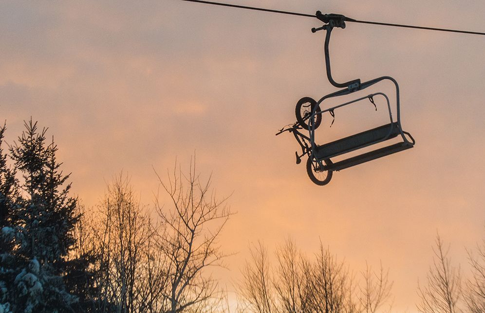 Tired of riding your fat bike uphill? Spirit Mountain’s chairlift will carry you to the top.