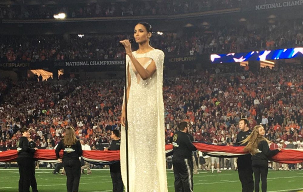 Nip Slip? Ciara Blasted for 'Inappropriate' Attire During College National  Anthem Performance… [PHOTOS + VIDEO]