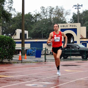 Chris Derrick finishes the Jacksonville Half Marathon. Chris Derrick finishes the Jacksonville Half Marathon.