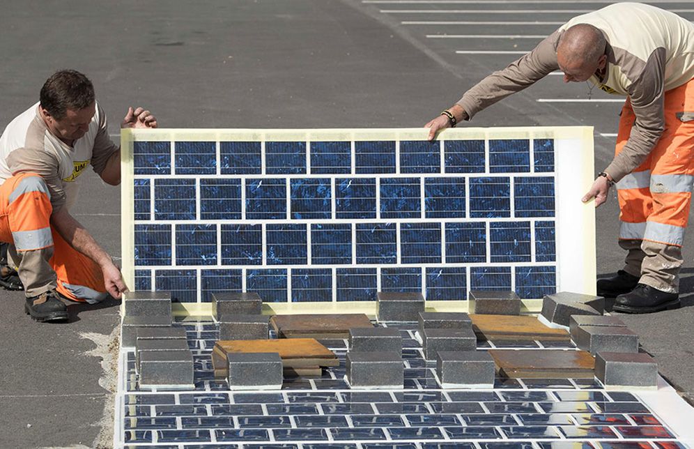 solar panels roads workers
