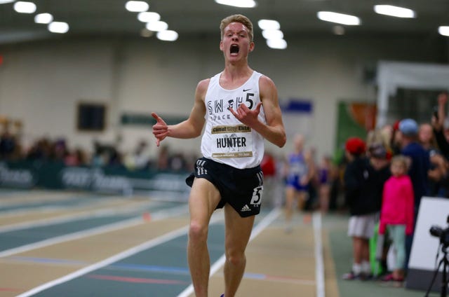 Drew Hunter sets the high school 3,000-meter record. 