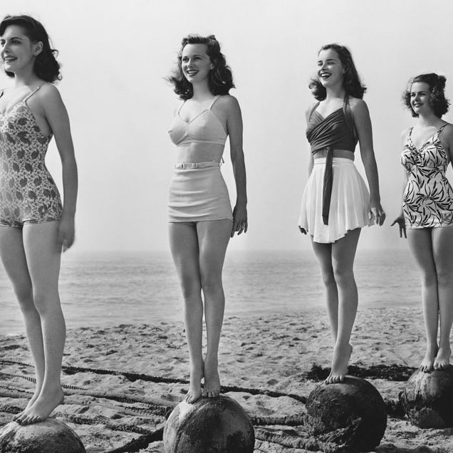 A vintage photo of tall women.