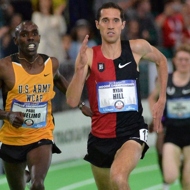Ryan Hill wins the 3,000-meter national indoor championship.