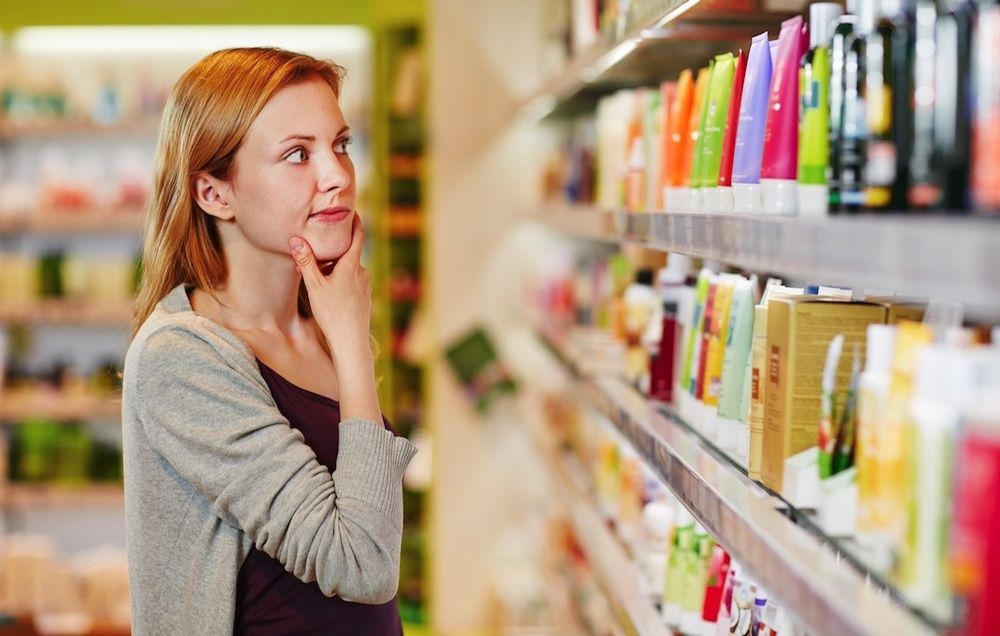 woman shopping for skin-care products