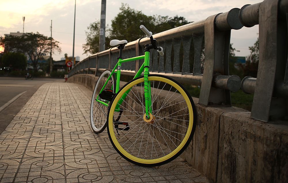 A fixed gear bicycle