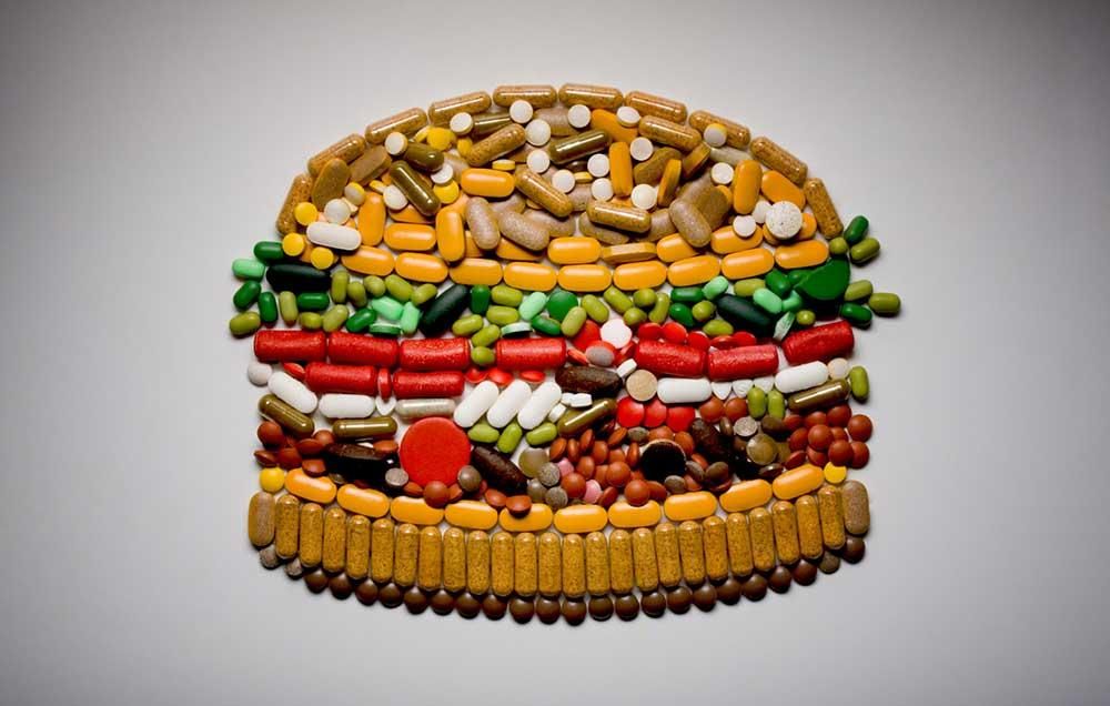 hamburger made of pills