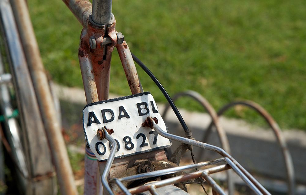 A bicycle license plate.