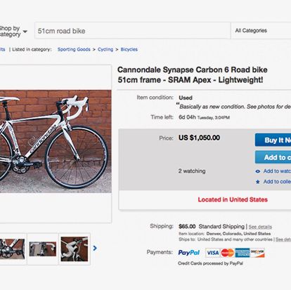 An ebay auction for a bike. 